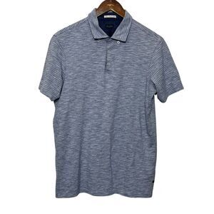 Good Man Brand Textured Polo Shirt Men's Small Blue Cotton Casual Golf Classic